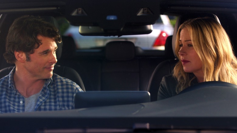 Christina Applegate and James Marsden in car in "Dead to Me"