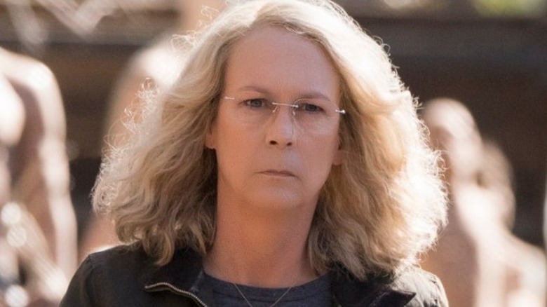 Jamie Lee Curtis in glasses as Laurie Strode in 2018