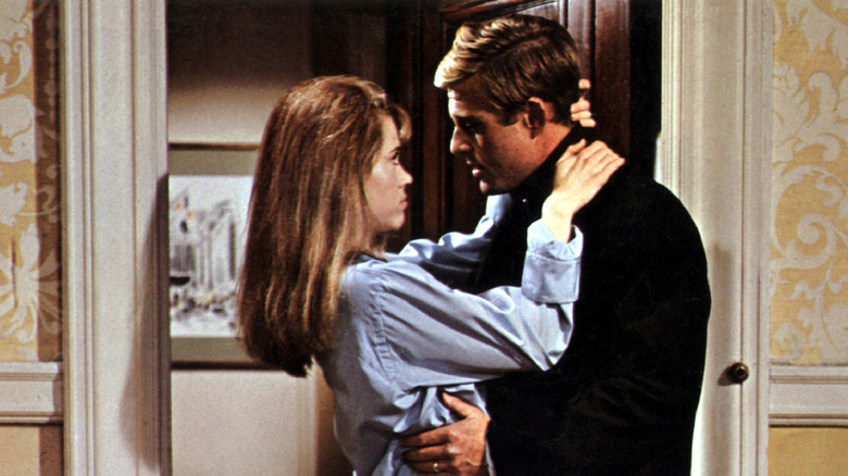 Jane Fonda stares at Robert Redford