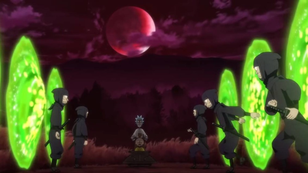 A group of ninja Ricks appear through portals on "Samurai & Shogun"