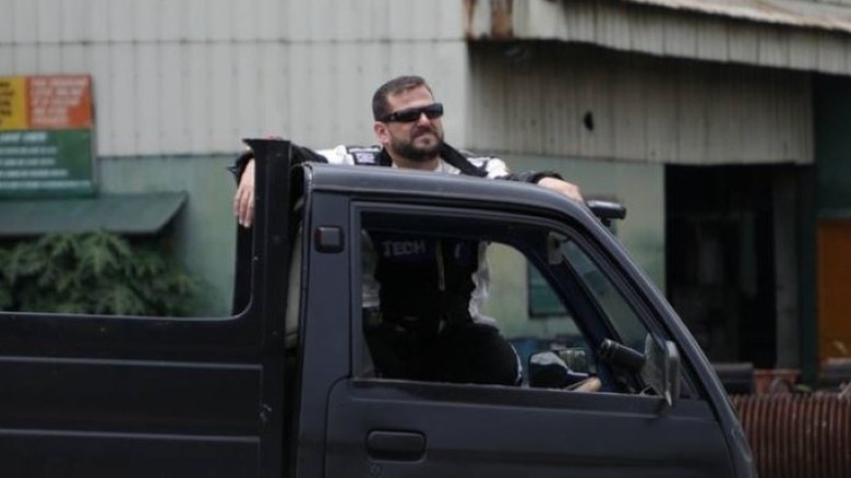 Jarrod Schulz standing on truck