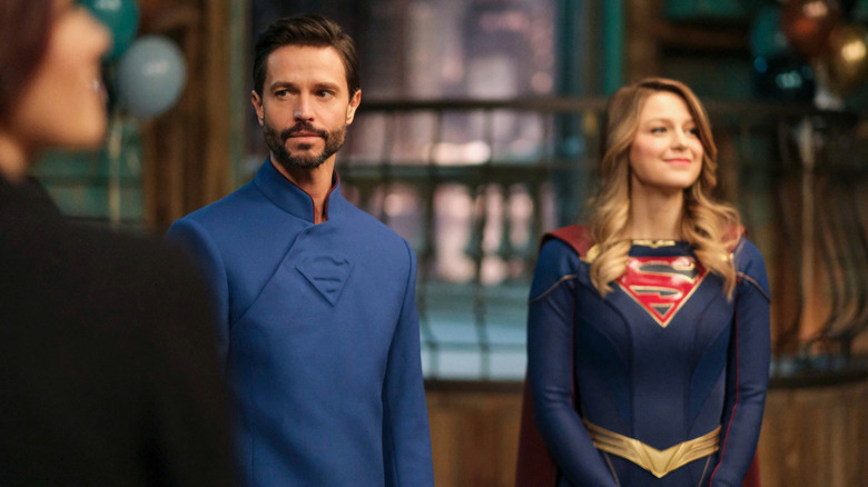 Supergirl smiling next to Zor-El