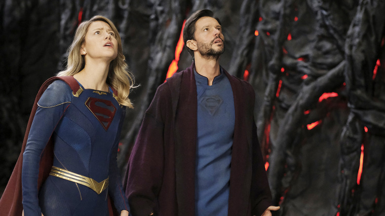 Supergirl and Zor-El in a cave