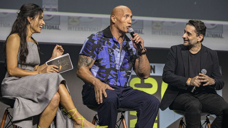 Sarah Shani, The Rock, & Jaume Collet-Serra at Comic Con