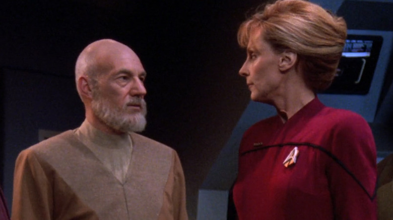 Future Picard and Crusher lock eyes