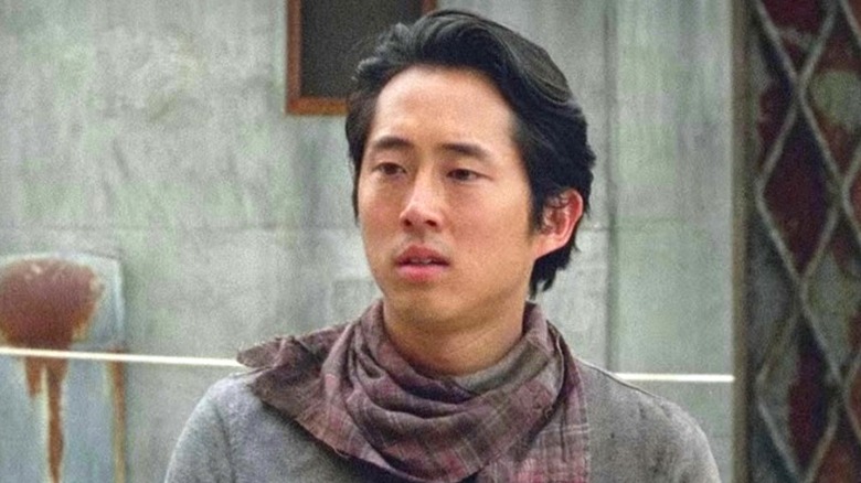 Glenn in the prison yard on The Walking Dead