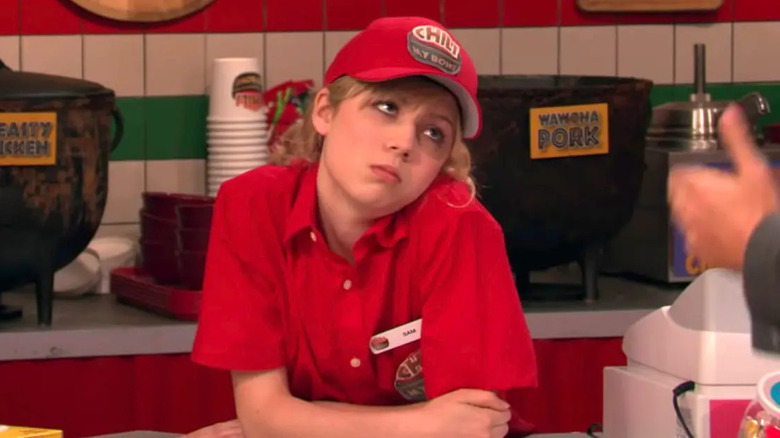 Sam working at a chili restaurant