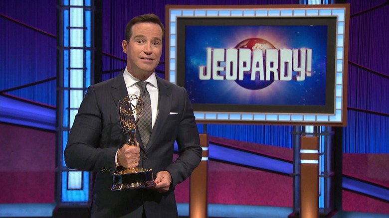 Mike Richards smiling with his Daytime Emmy