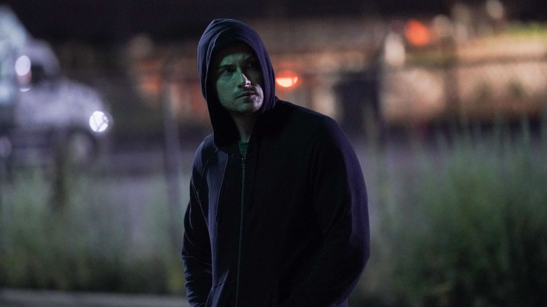 Halstead in hooded jacket