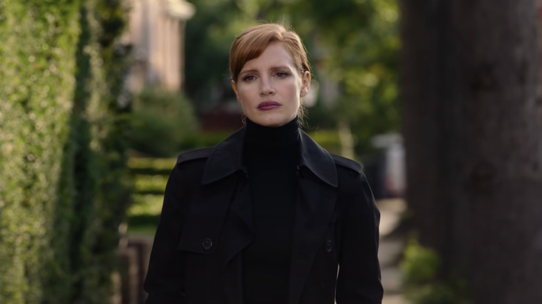 Jessica Chastain wearing trenchcoat