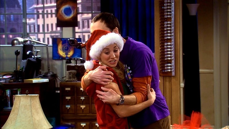 Jim Parsons hugs Kaley Cuoco