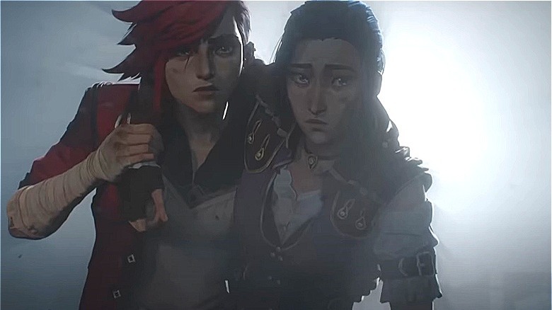 Vi, Caitlyn, walking arm in arm