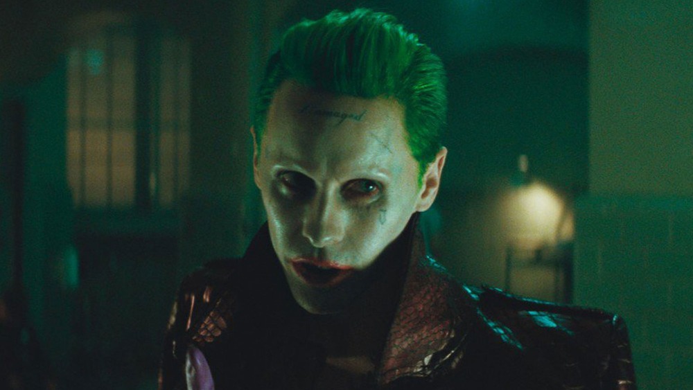 Jared Leto as Joker wearing snakeskin purple coat in Suicide Squad