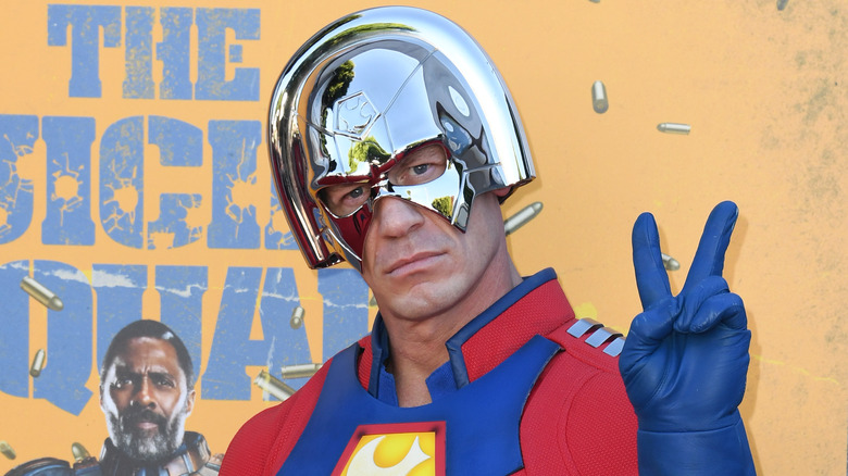 Cena wears his Peacemaker costume