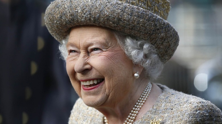 Queen Elizabeth II smiling in public