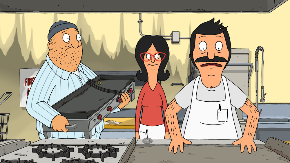 Teddy, Bob Belcher, and Linda Belcher in the "Bob Belcher and the Terrible, Horrible, No Good, Very Bad Kids" episode of BOB'S BURGERS