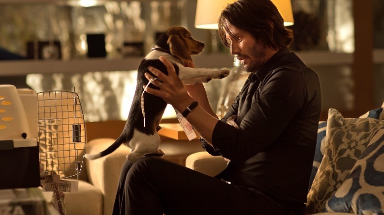 John Wick holds puppy