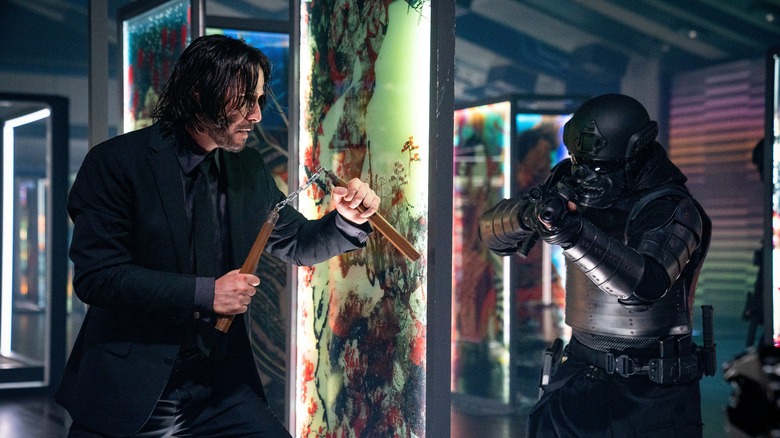 John Wick fighting with nunchucks