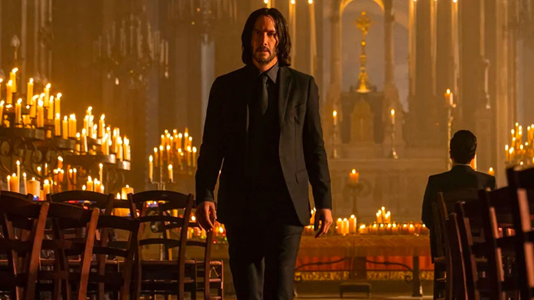 John Wick walking out of church