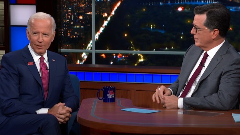 Stephen Colbert with Joe Biden