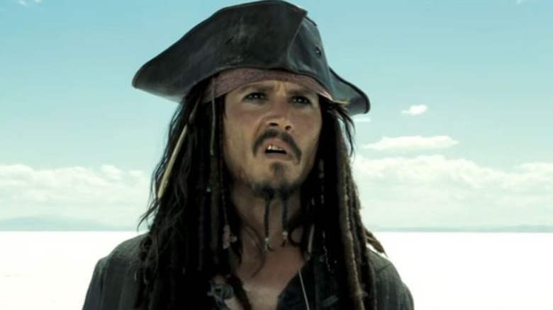 Johnny Depp looking perplexed as Jack Sparrow