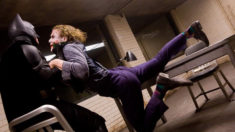 Christian Bale and Heath Ledger in The Dark Knight