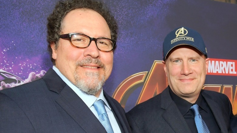 Jon Favreau and Kevin Feige smiling 