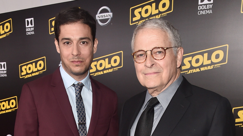 Jon Kasdan and Lawrence Kasdan smiling at Solo premiere