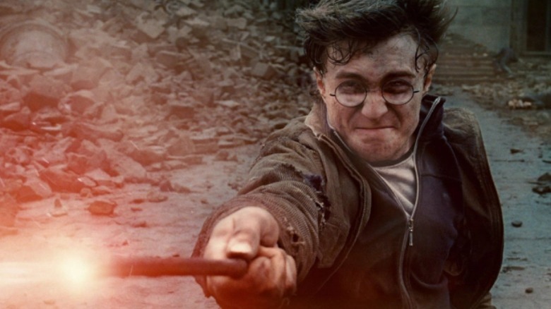 Harry Potter using his wand