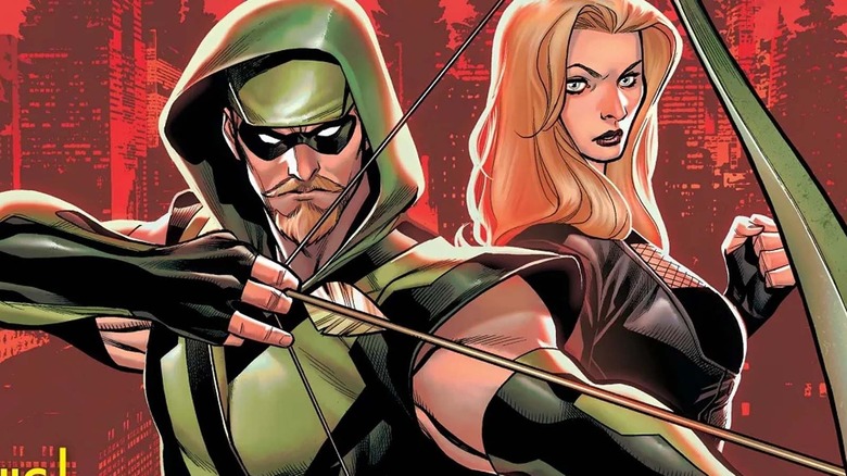 Green Arrow and Black Canary looking serious