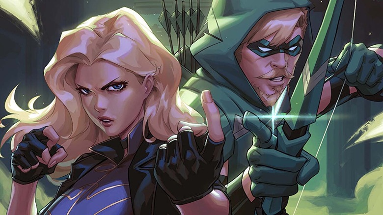 Black Canary and Green Arrow preparing to fight