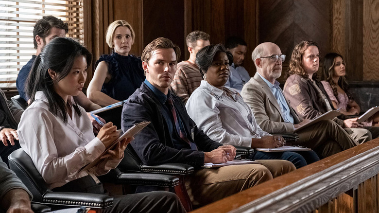 Julian Kemp, Denice, Yolanda, and Harold sitting in jury