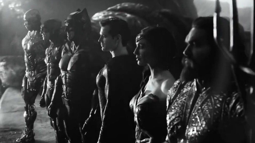 The Justice League assembles in black and white