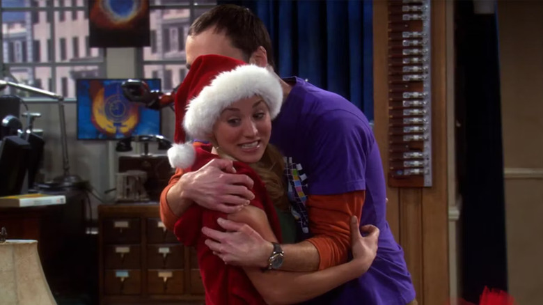 Sheldon hugging Penny