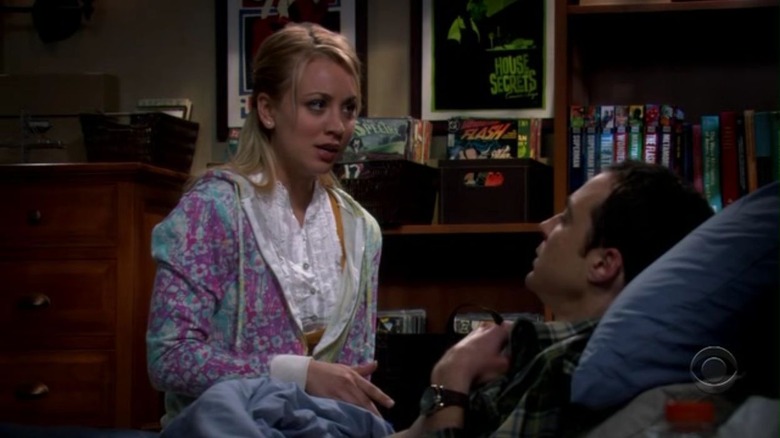 Penny taking care of sick Sheldon