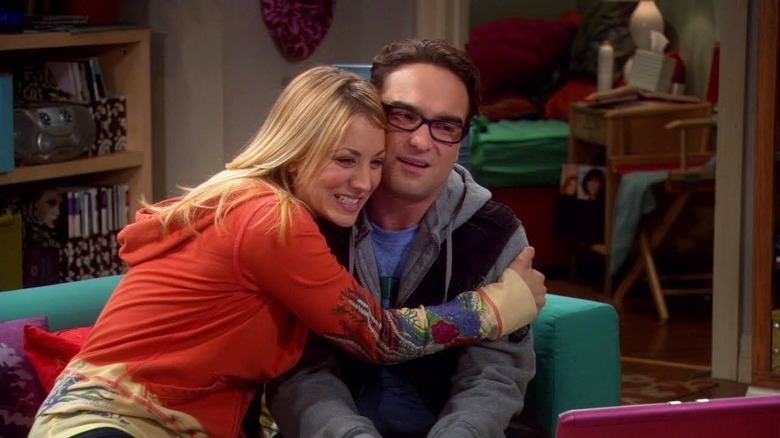 Penny hugging Leonard