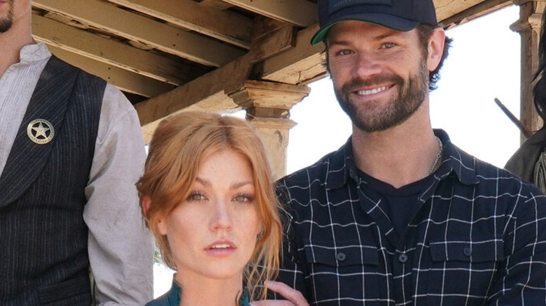 Katherine McNamara and Jared Padalecki on location