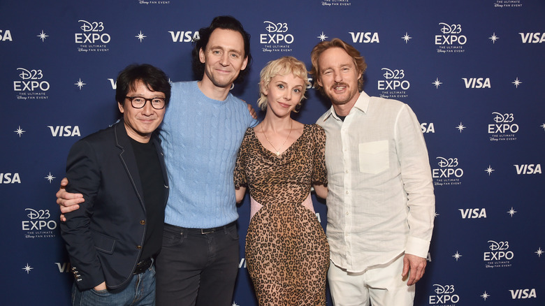 Ke Huy Quan, Tom Hiddleston, Sophia Di Martino, and Owen Wilson at D23