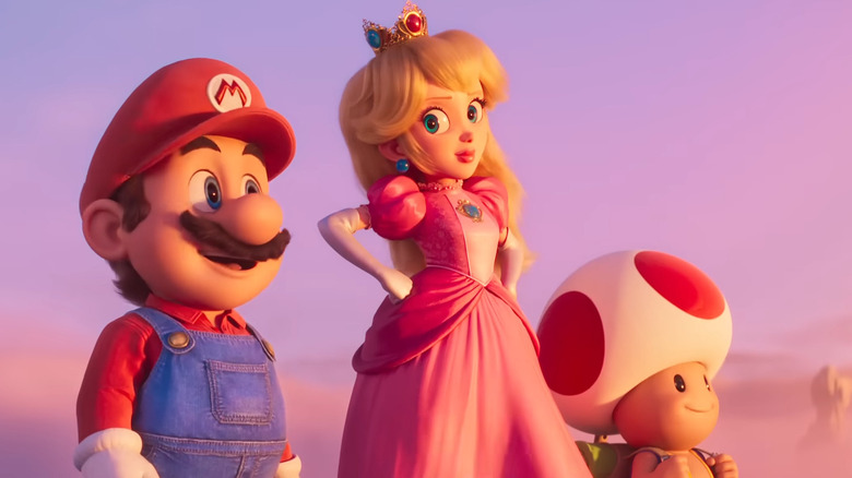 Mario, Peach, and Toad walking