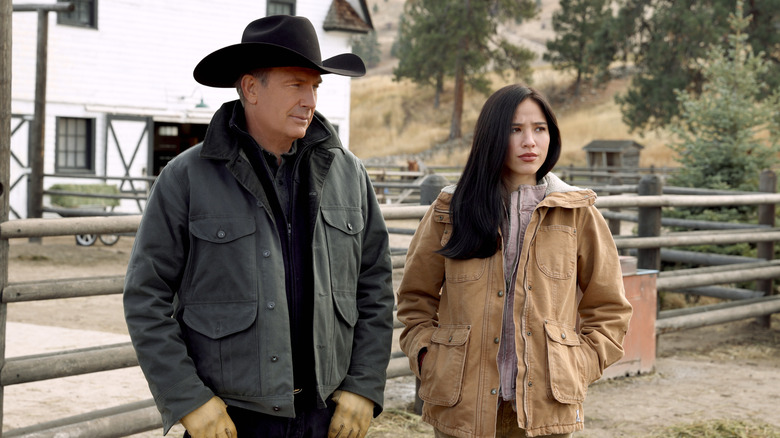 Kevin Costner and Kelsey Asbille