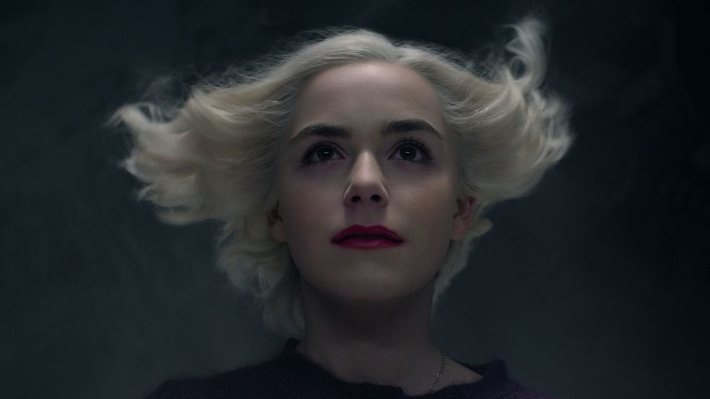 Kiernan Shipka as Sabrina Spellman hair flowing in breeze