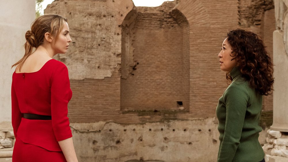 Jodie Comer as Villanelle and Sandra Oh as Eve Polastri on Killing Eve season 2 finale