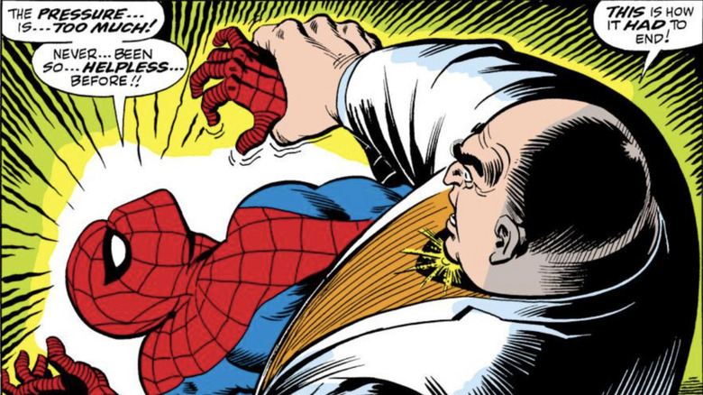 Kingpin catches Spider-Man in the pages of The Amazing Spider-Man (1963)