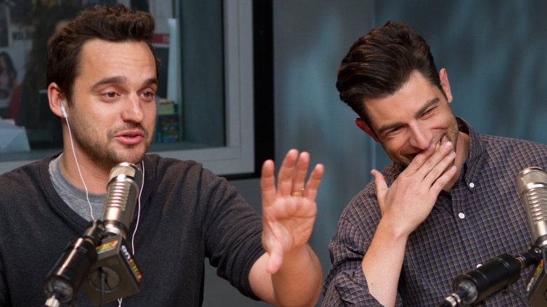 Jake Johnson and Max Greenfield being interviewed about New Girl