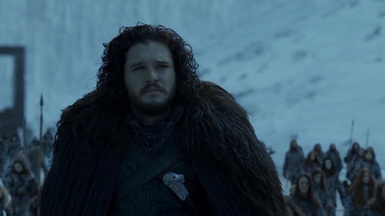 Jon Snow with wildling army behind him