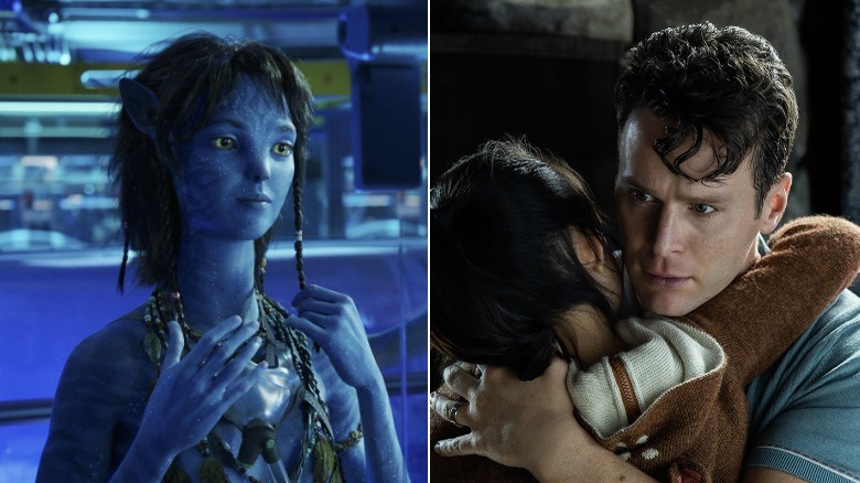 Sigourney Weaver in Avatar The Way of Water and Ben Aldridge in Knock at the Cabin