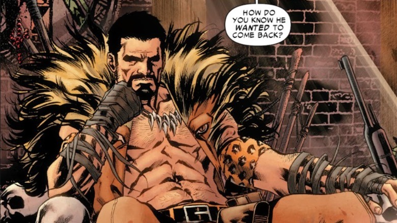 Kraven sitting on bone throne