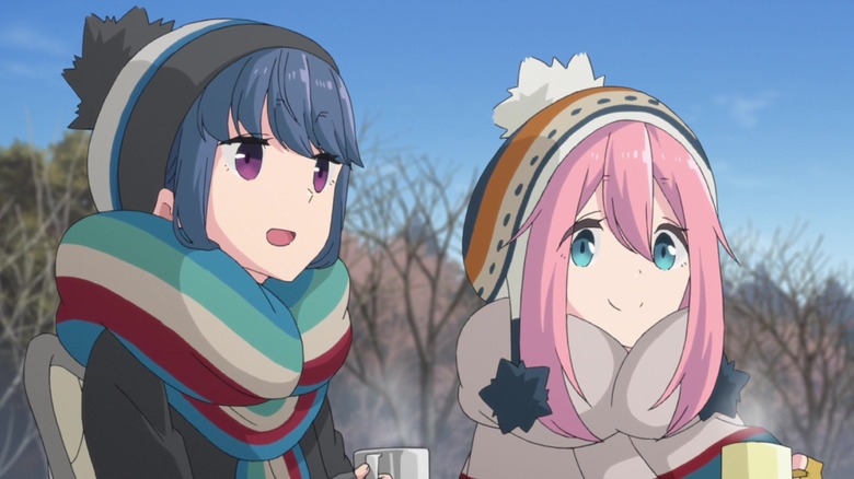 Rin and Nadeshiko enjoying coffee