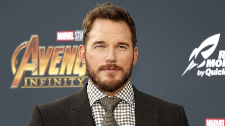 Chris Pratt posing for press