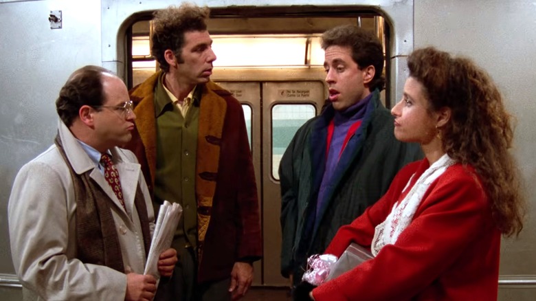 George, Kramer, Jerry, Elaine on subway